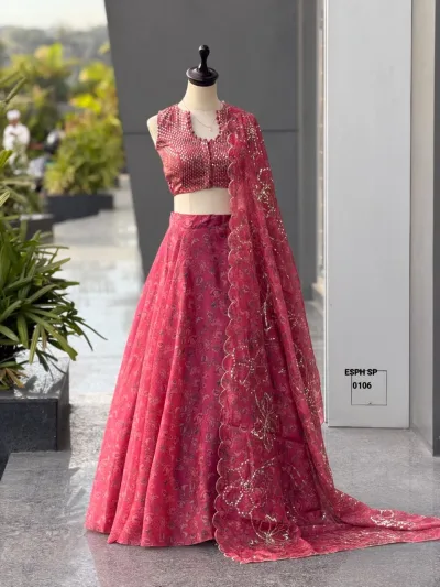 Exclusive Designer Jimmy Organza Digital Printed Lehenga Set